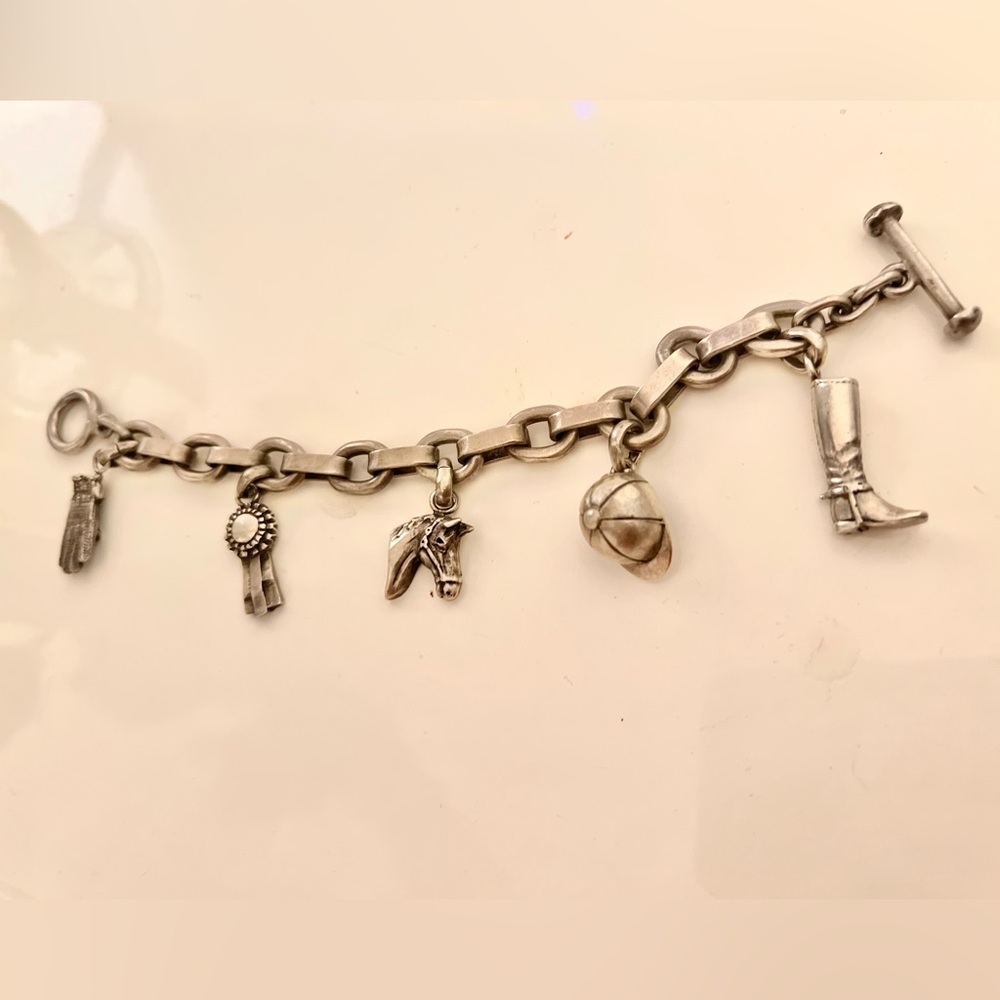 FineARF Sterling Silver Equestrian 5-Charm Bracelet